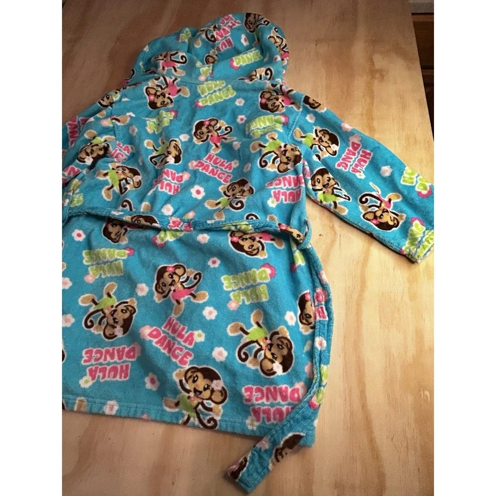 St. Eve Swim Girls Hula Dance Monkey Hooded Cover Up Robe Size L 10/12 Tropical